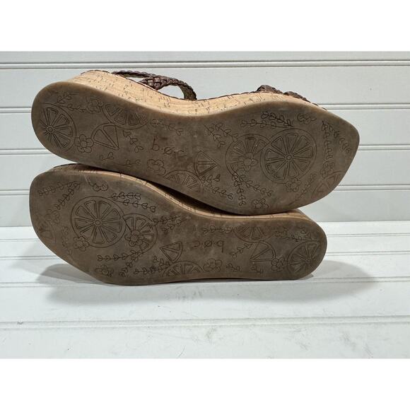 Born BOC Chrissy Womens Size 7 Cork Wedge Brown Braided Sandals Born Summer Shoe - Picture 7 of 8